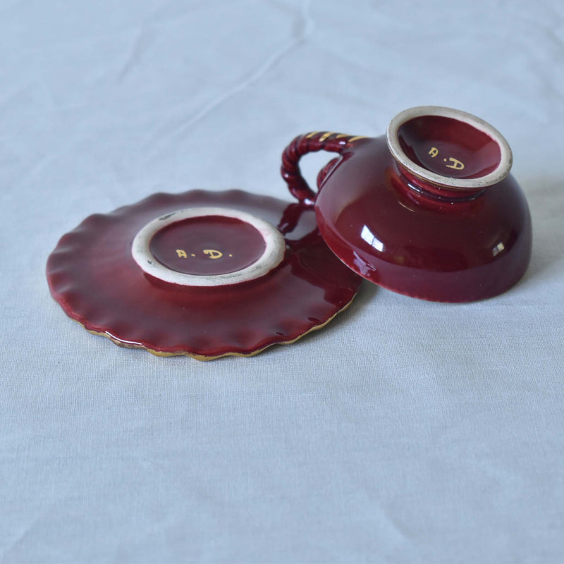 ア.ドラサンヴァル A.Dressinval ミニカップ＆ソーサー ヒイラギ レッド