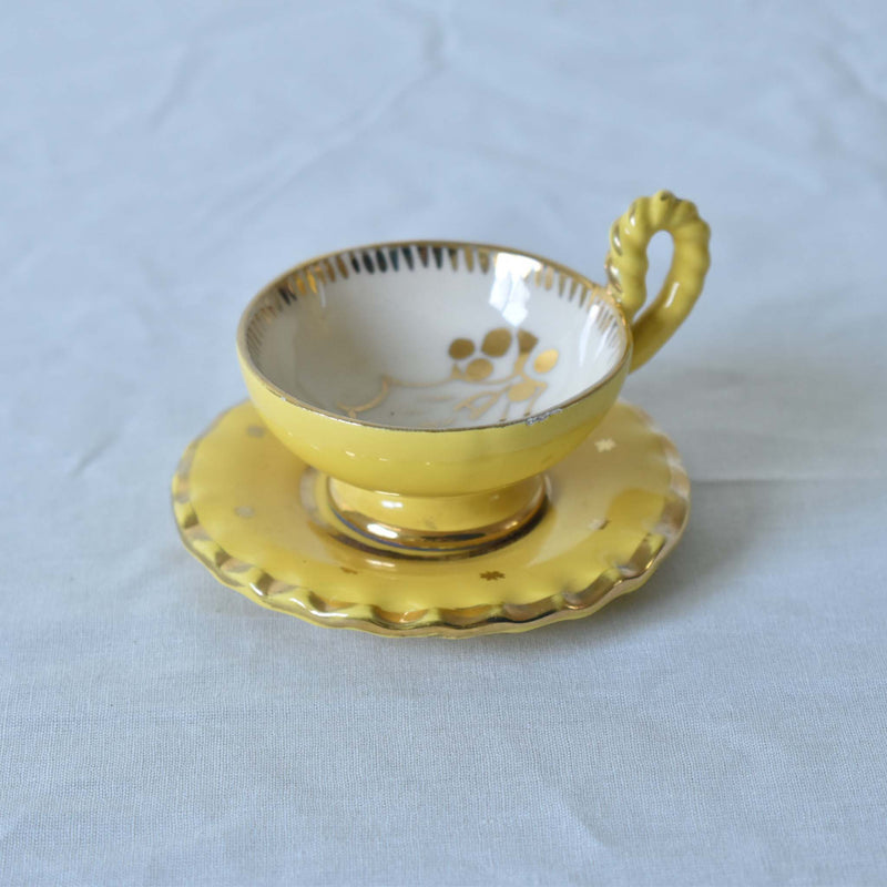 ア.ドラサンヴァル A.Dressinval ミニカップ＆ソーサー ヒイラギ イェロー