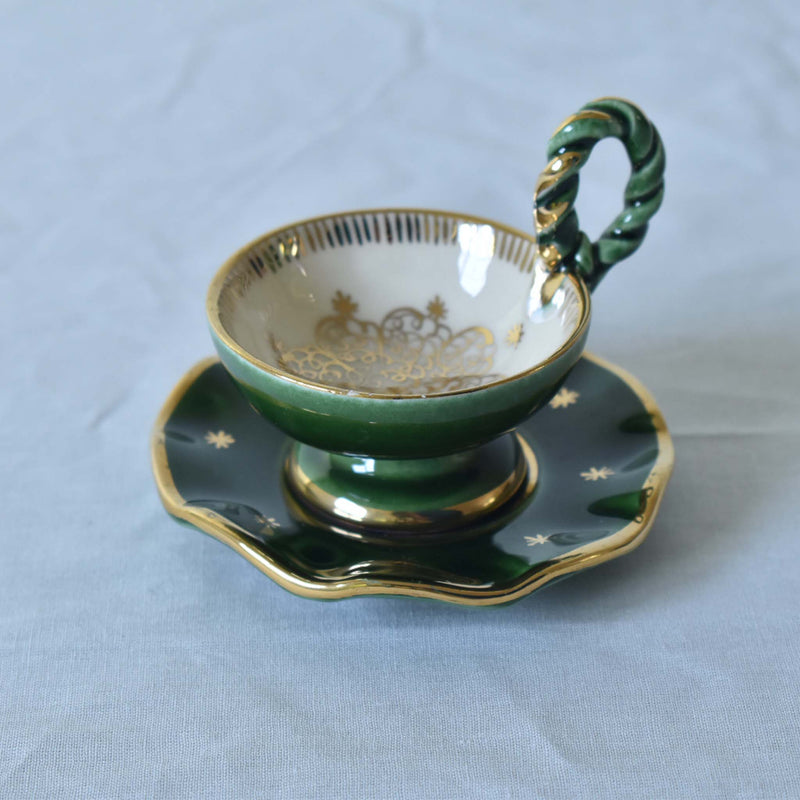 ア.ドラサンヴァル A.Dressinval ミニカップ＆ソーサー 4cm ダークグリーン