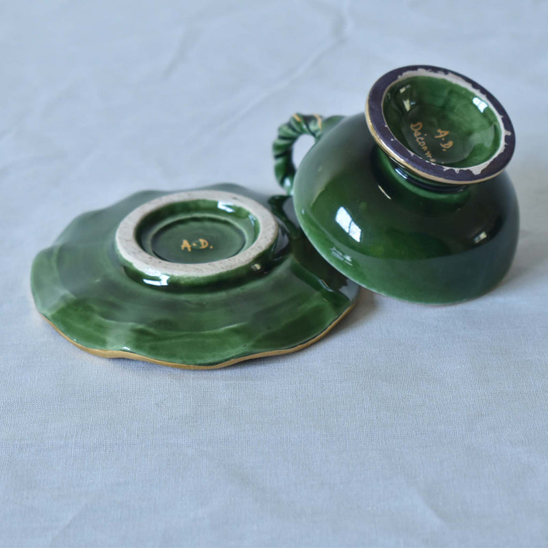 ア.ドラサンヴァル A.Dressinval ミニカップ＆ソーサー 4cm ダークグリーン