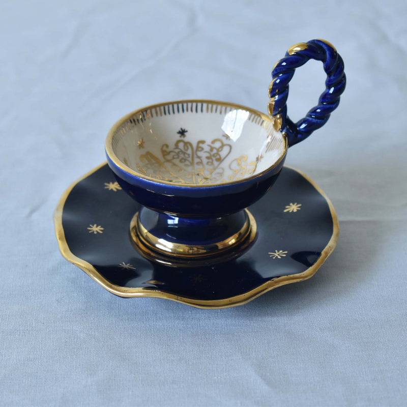 ア.ドラサンヴァル A.Dressinval ミニカップ＆ソーサー 4cm ブルー