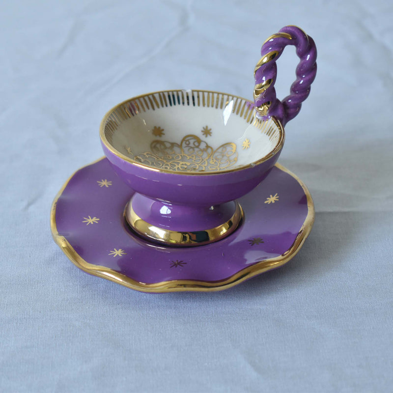 ア.ドラサンヴァル A.Dressinval ミニカップ＆ソーサー 4cm パープル