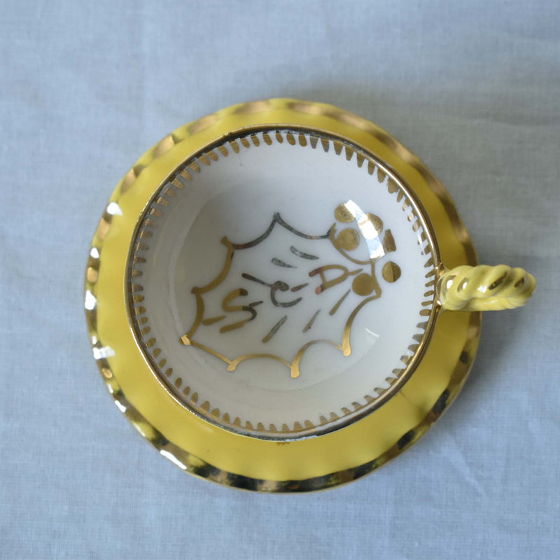 ア.ドラサンヴァル A.Dressinval ミニカップ＆ソーサー ヒイラギ イェロー