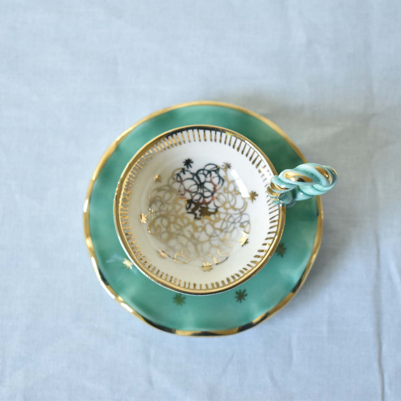 ア.ドラサンヴァル A.Dressinval ミニカップ＆ソーサー 4cm グリーン