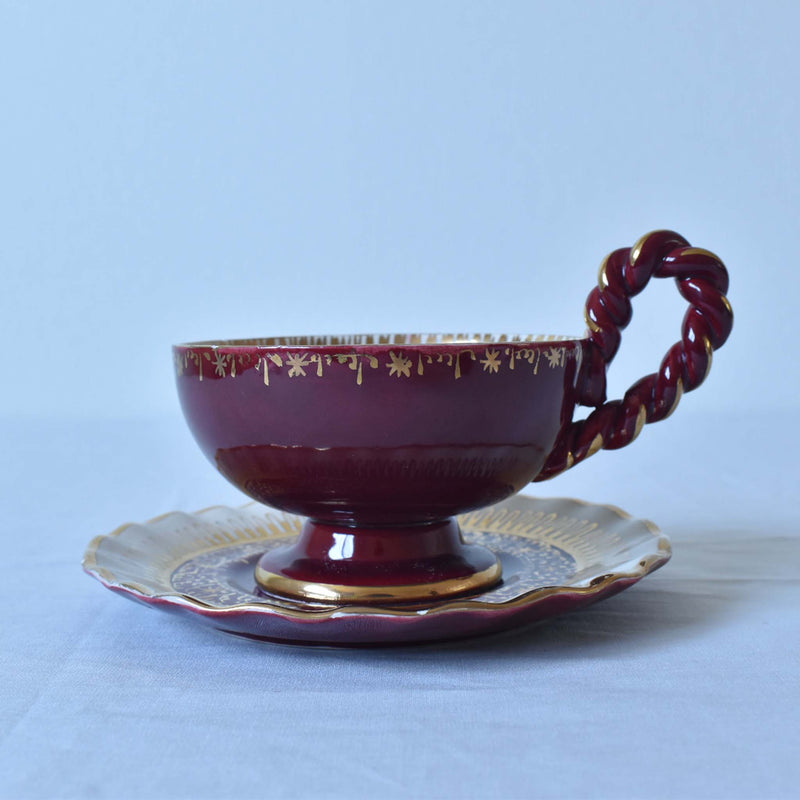 ア.ドラサンヴァル A.Dressinval チョコレートカップ&ソーサー　レッド