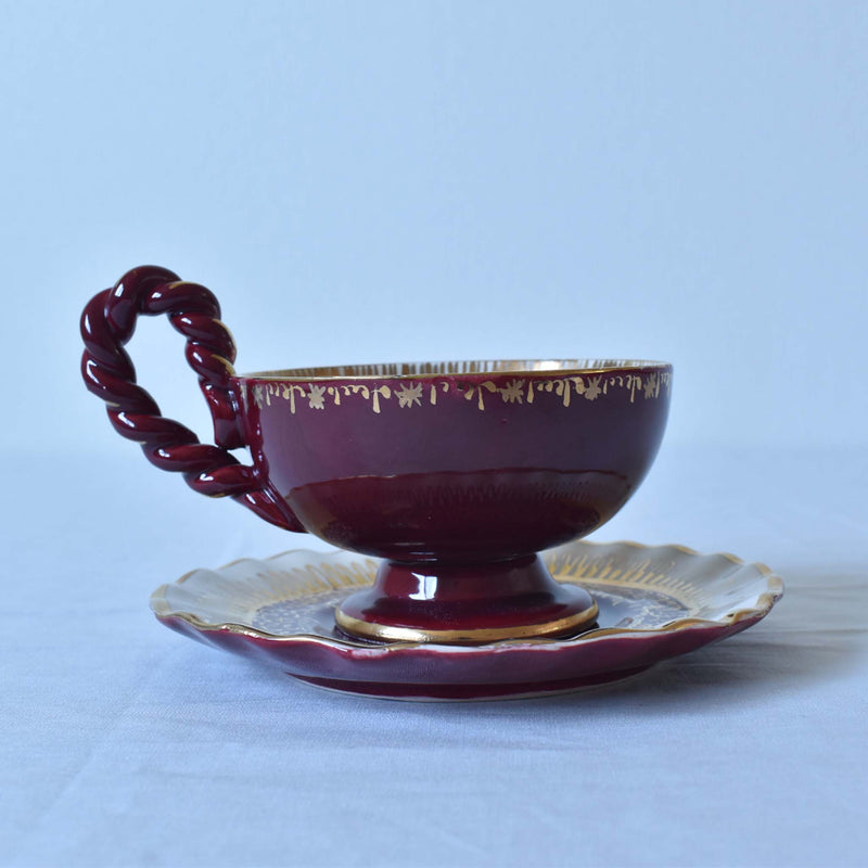 ア.ドラサンヴァル A.Dressinval チョコレートカップ&ソーサー　レッド