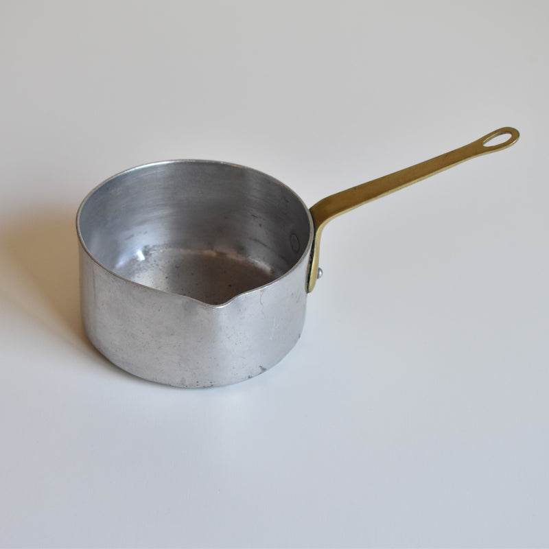 Vintage Aluminum Milk Pan with Brass Handle