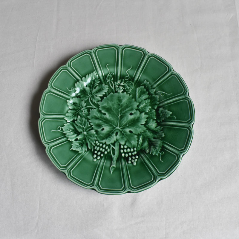 Antique Dessert Plate, Sarreguemines Barbotine, Vigne Verte A
