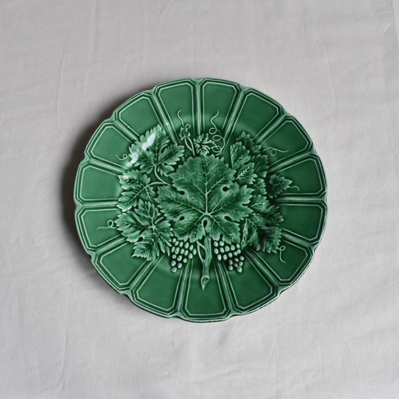Antique Dessert Plate, Sarreguemines, Barbotine, Vigne Verte D