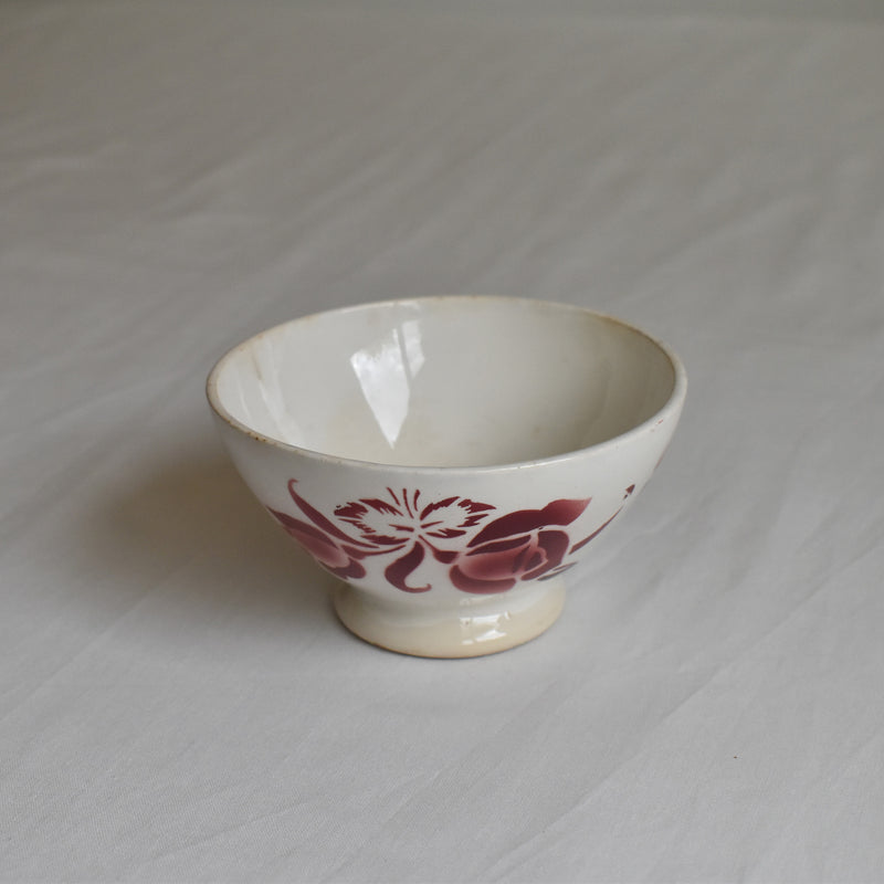Vintage Cafe au Lait Bowl Digoin & Sarreguemines Fleur Rouge B