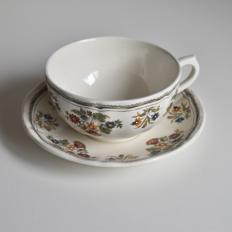 Vintage Chocolate Cup & Saucer, Gien, Moustier Olerys A