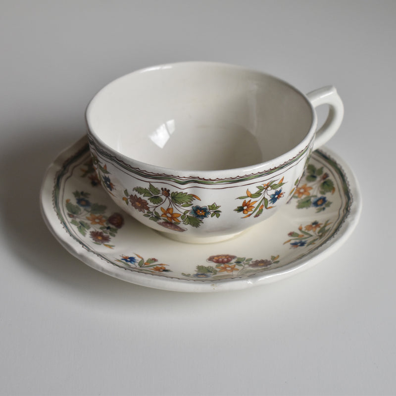 Vintage Chocolate Cup & Saucer, Gien Moustier Olerys B