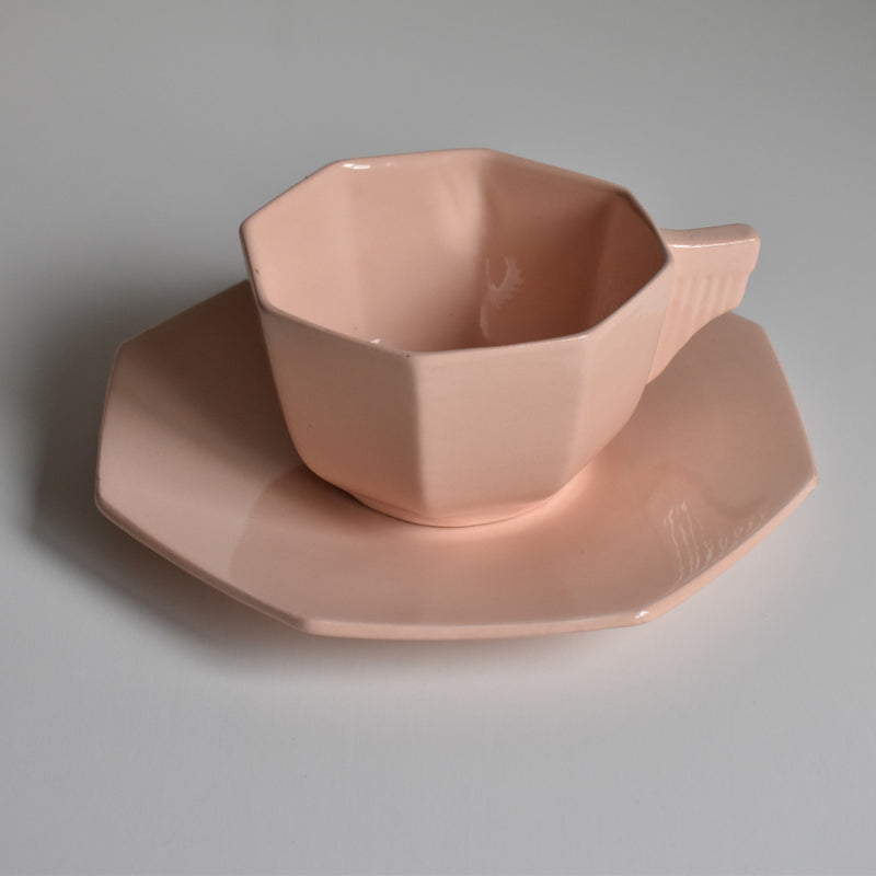 Vintage Chocolate Cup & Saucer "Ron Ui" Pink