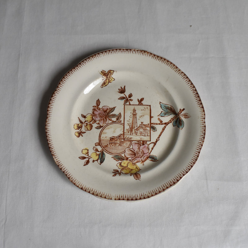 Antique dessert plate, Choisy-le-Roi, polychrome