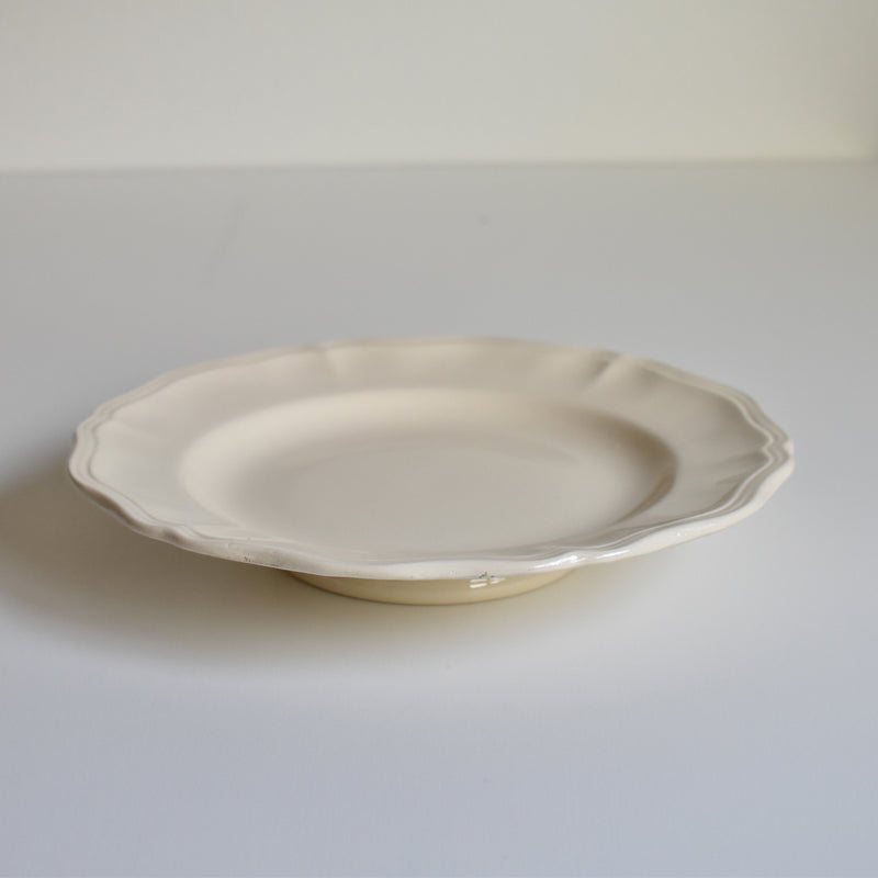 Antique Pedestal Plate Sarreguemines Floral Rim