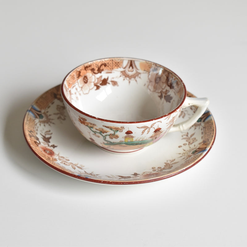 Antique Cup & Saucer Sarreguemines Kyoto A