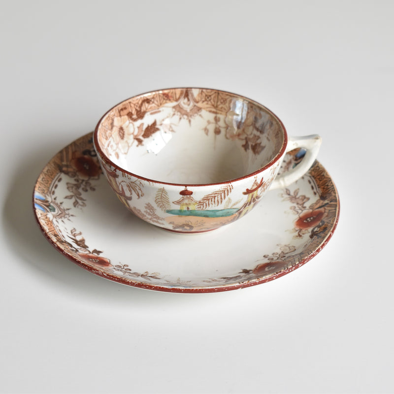 Antique cup & saucer Sarreguemines Kyoto C