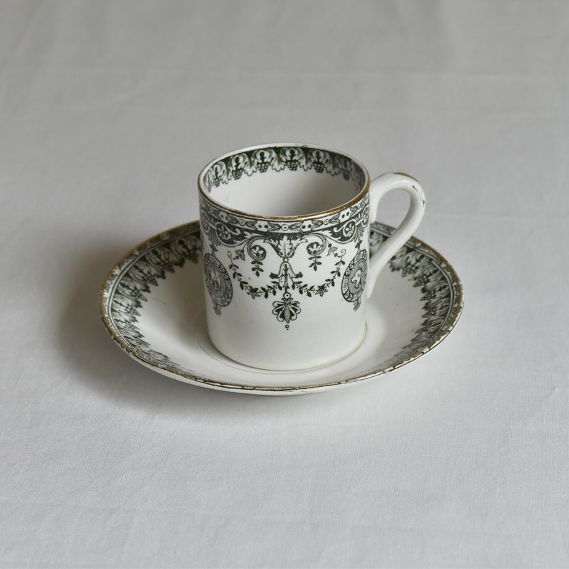 Antique cup and saucer Badonviller Empire B