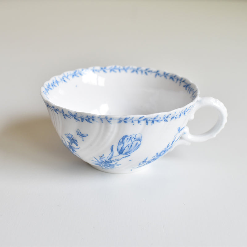 Antique Cup Sarreguemines Perles Fleurs Bleues A