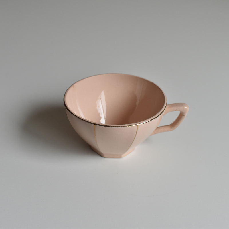 Vintage Coffee Cup Digoin & Sarreguemines Octogonal Gold A