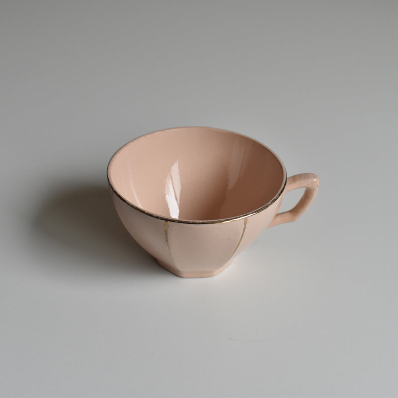 Vintage Coffee Cup, Digoin & Sarreguemines Octagonal Gold B