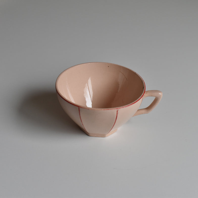 Vintage Coffee Cup Digoin & Sarreguemines Octogonal Red C
