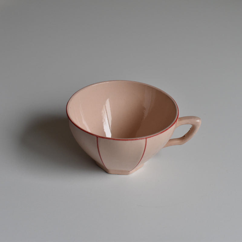 Vintage Coffee Cup Digoin & Sarreguemines Octogonal Red D