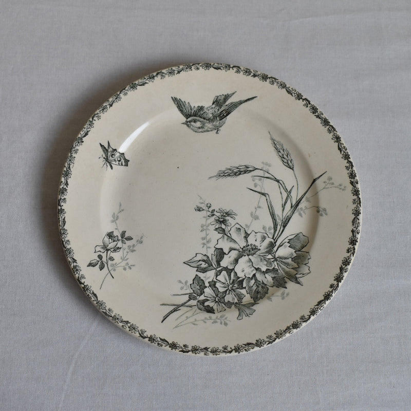 Antique Dessert Plate HB&Cie Birds A