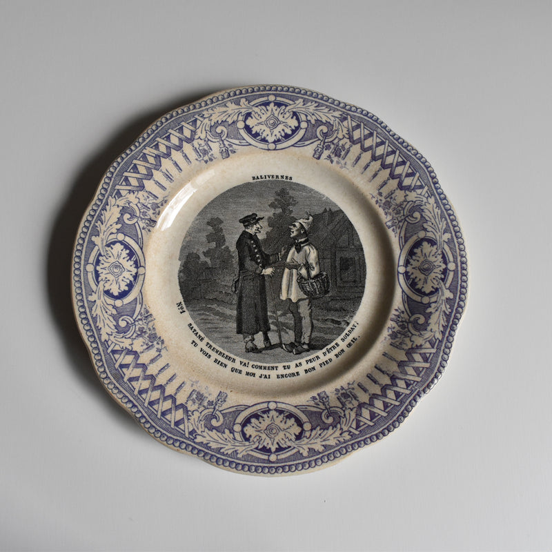 Antique dessert plate, Creil-Montereau, Balivernes N1