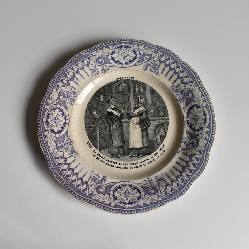 Antique dessert plate, Creil et Montereau, Balivernes N12
