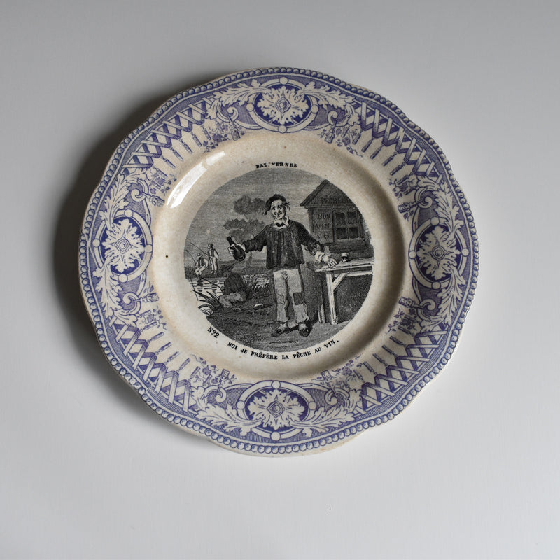 Antique dessert plate, Creil et Montereau, Balivernes N2