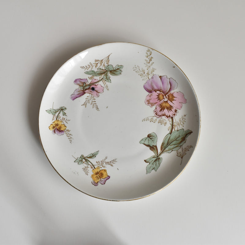 Antique Dessert Plate, K&G Luneville Pensées C