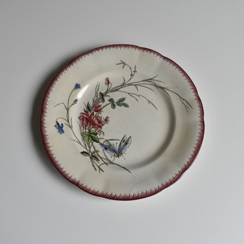 アンティークデザートプレート U&Cサルグミンヌ Papillon(蝶々）