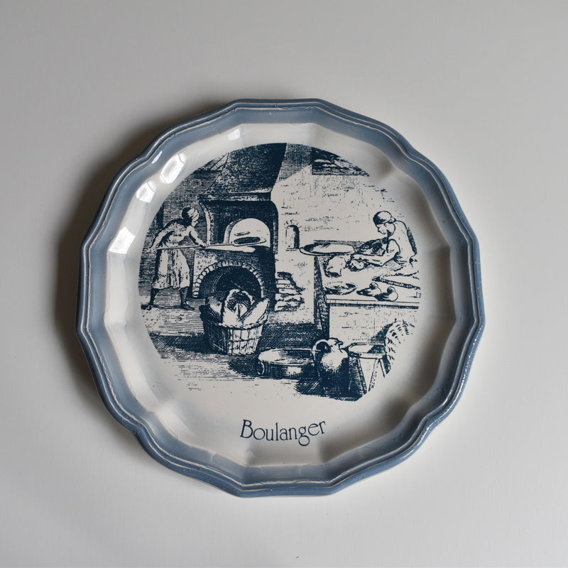 Vintage Dessert Plate Sarreguemines Les Vieux Métiers "Boulanger"