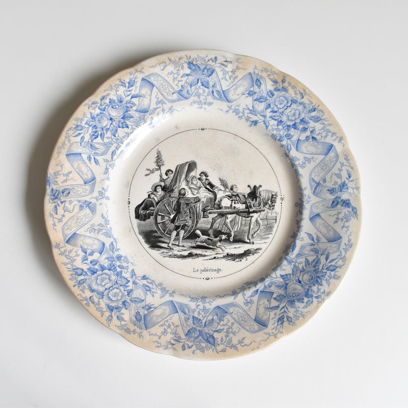 Antique Dessert Plate U&C Sarreguemines 1855 "Le pélérinage"