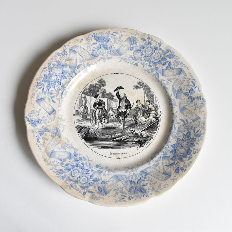 Antique Dessert Plate U&C Sarreguemines 1855 "Toujours Jeune"