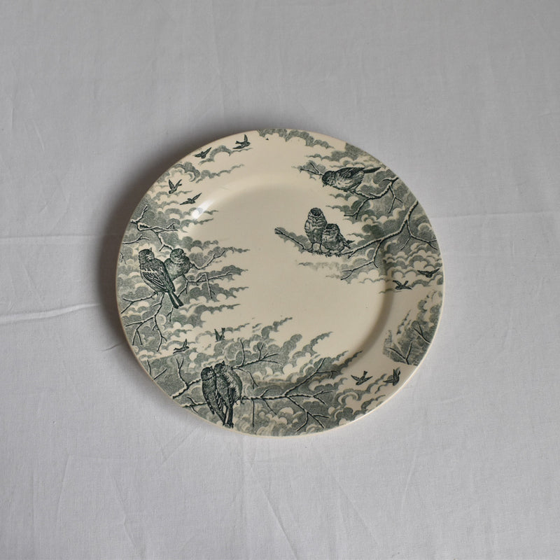 Antique dessert plate, Sarreguemines, Neige (Snow), H