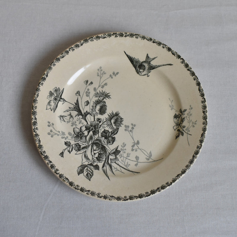 Antique dessert plate, HB&Cie Oiseaux B