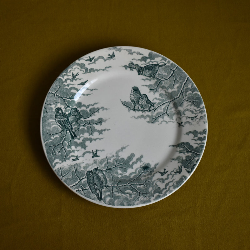Antique dessert plate Sarreguemines Neige (Snow) E