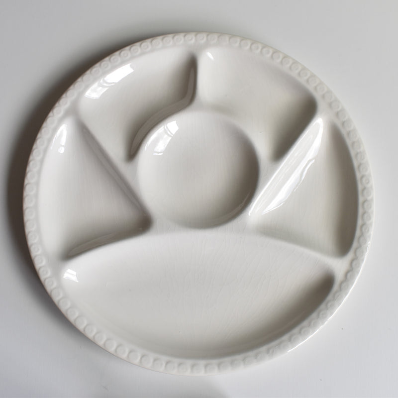 Vintage Fondue Plate, Gien, White, B