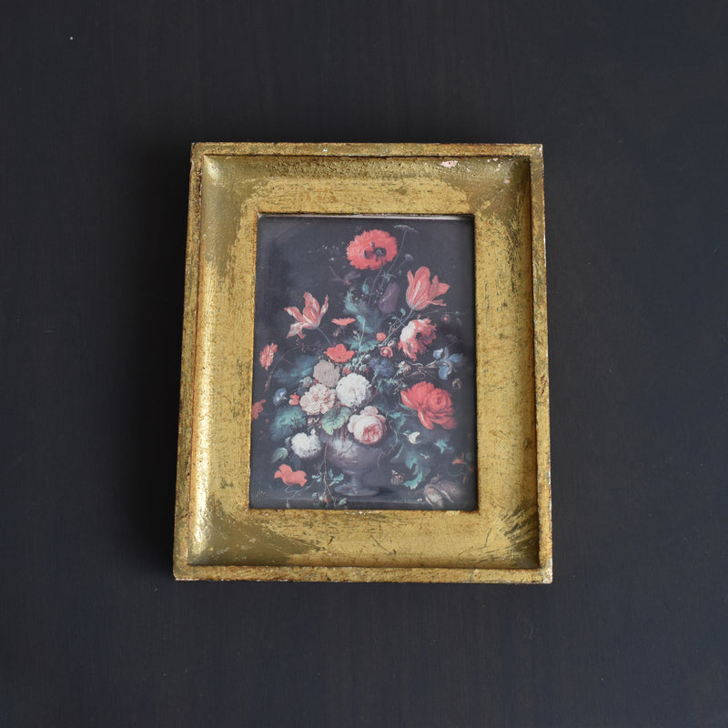 Vintage frame, painted, Flemish school flowers B