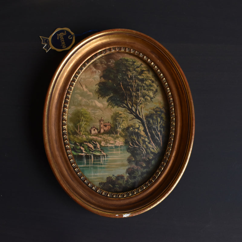 Vintage Oval Frame Copper Painting