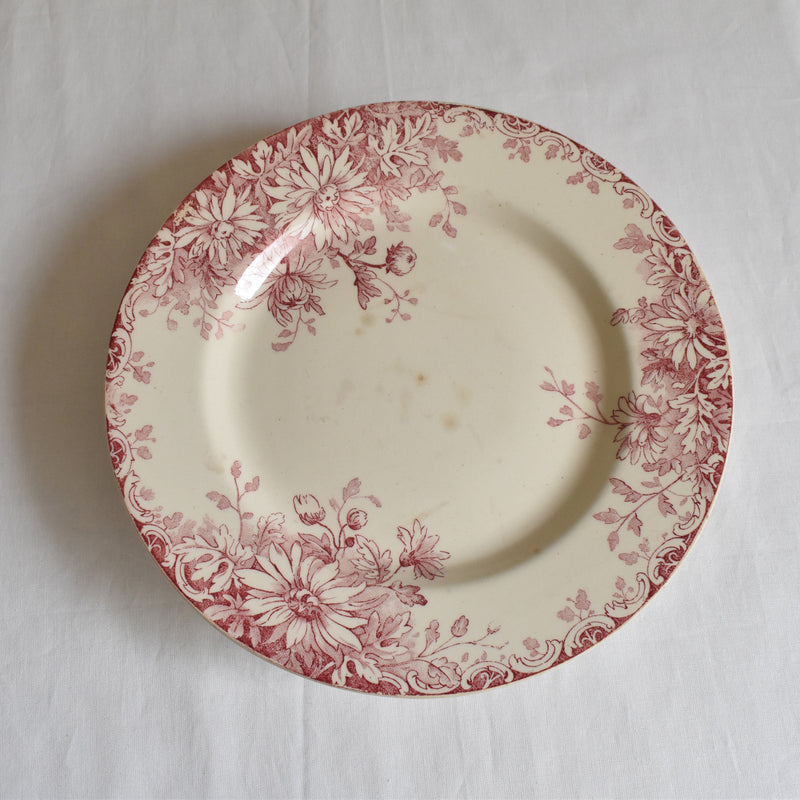 Antique Footed Plate Gien Fleurs D'automne