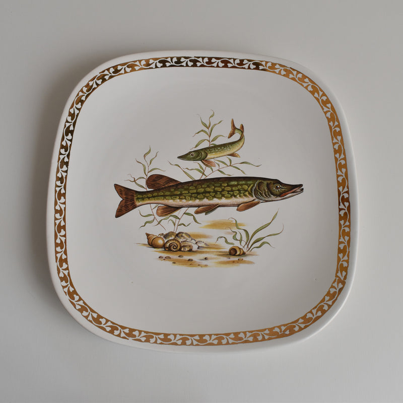 Vintage plate, Longchamp, Poisson Brochet (Pike)