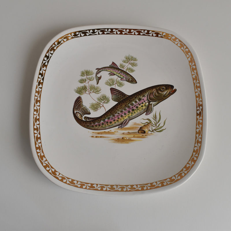 Vintage plate, Longchamp, Poisson Truite Arc-en-ciel (Rainbow Trout)