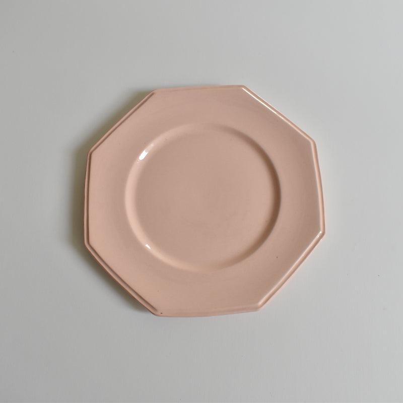 Vintage Dessert Plate - Luneville Octogonale Rose A