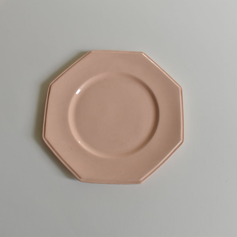 Vintage Dessert Plate Longwy Octogonale Rose C