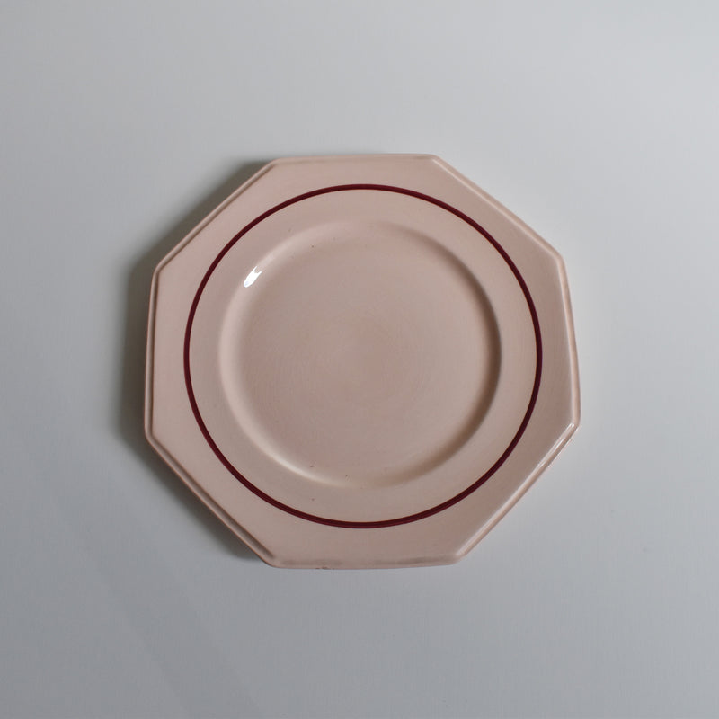 Vintage Dessert Plate Longwy Octogonale Rose (cercle) A