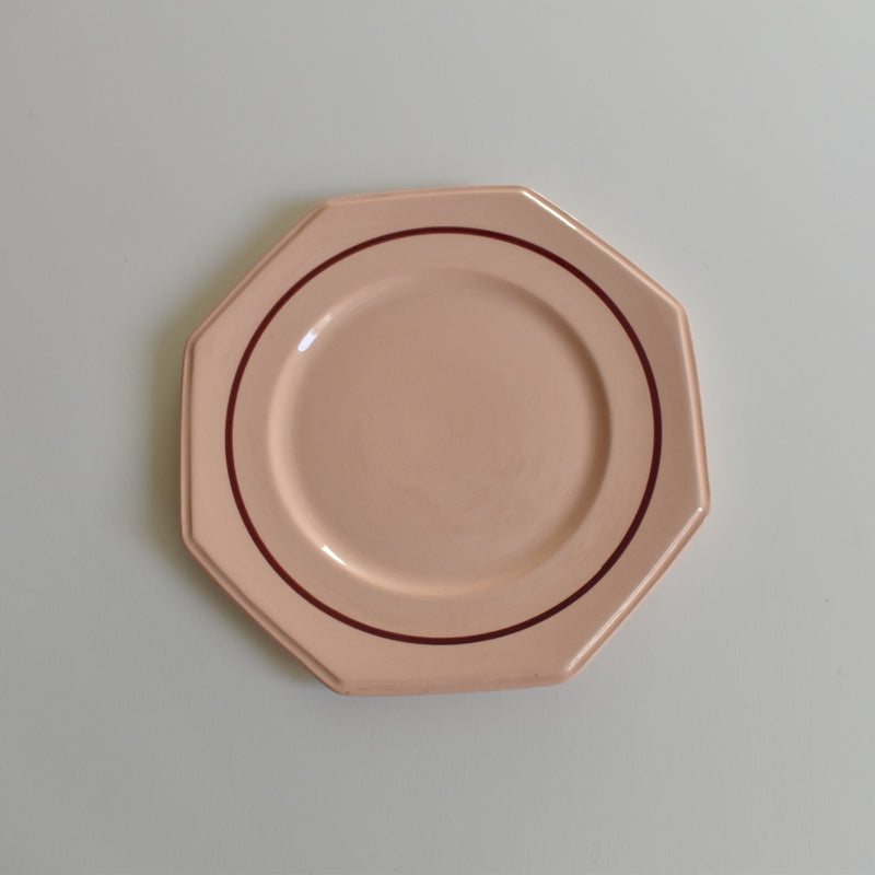 Vintage Dessert Plate, Longwy Octogonale Rose (cercle) C