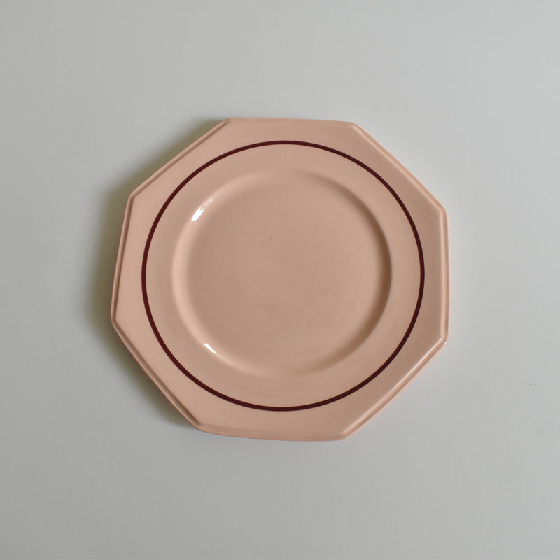 Vintage dessert plate, Luneville, Octogonale Rose (cercle) G